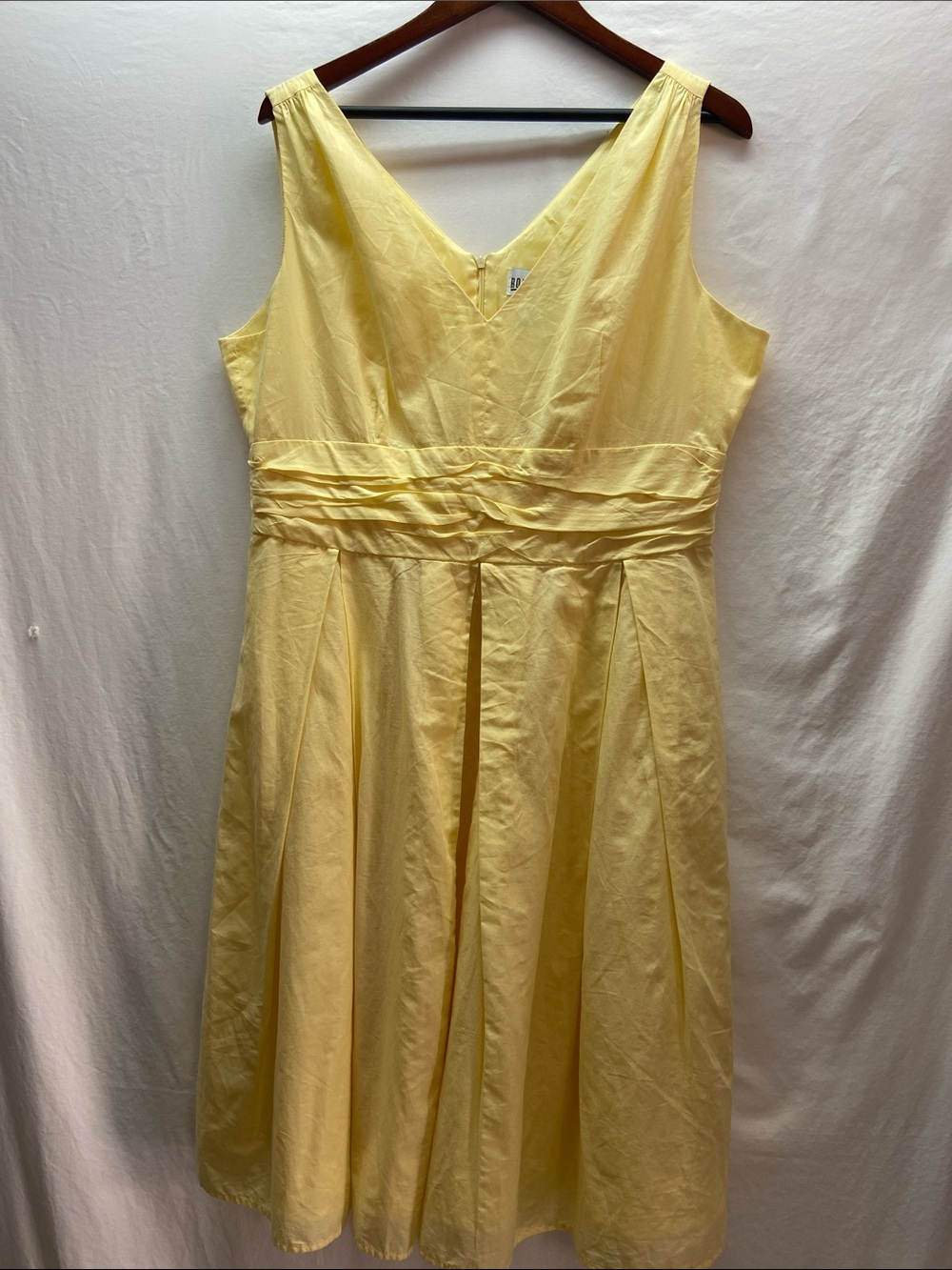 Robbie Bee Light Yellow V-Neck Fit & Flare Dress